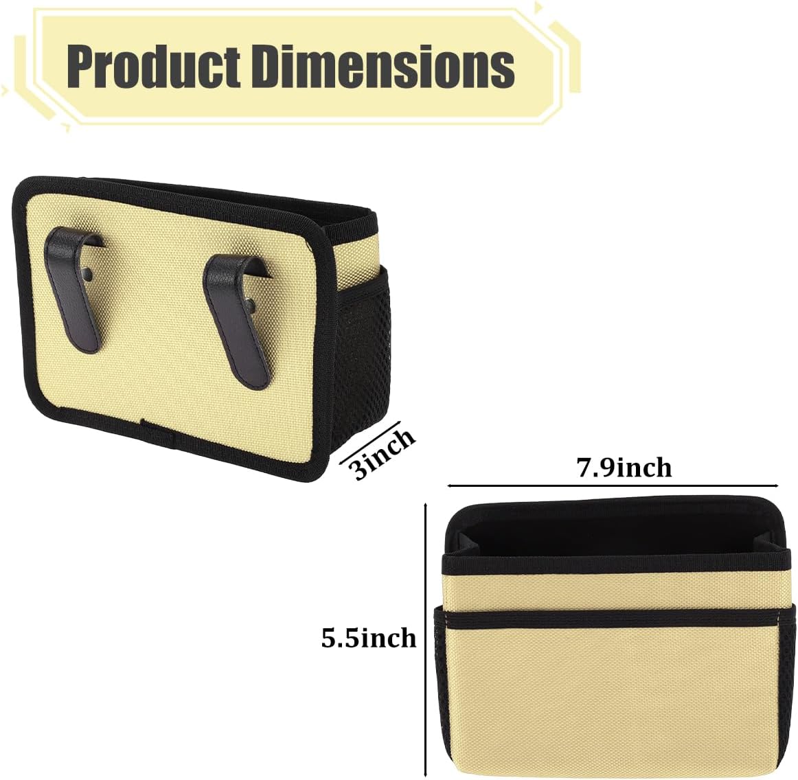Car Trash Can, Oxford Cloth Hanging Foldable Vehicle Garbage Organizer Container with 1 Roll Trash Bag, Multifunctional Automotive Dustbin Storage Bag, Universal for Vehicles (Beige) image 2