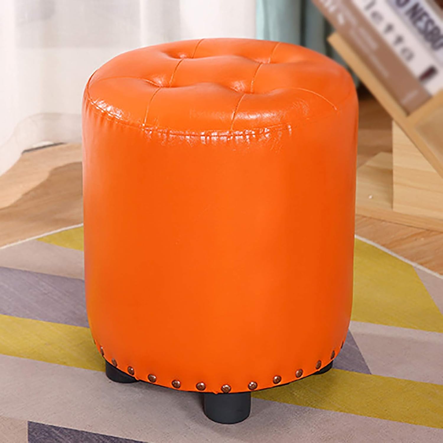 Hand Knitted Cable Style Cotton Braid Pouf Ottoman Pink 20x20x16 Inch Foot Stool Bean Bag Floor Chair for Home