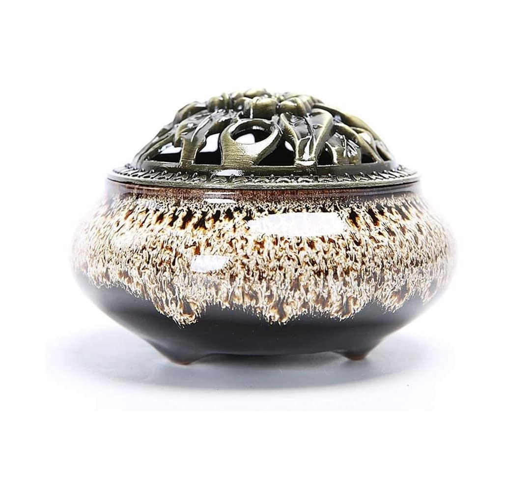Incense Burner Ceramic Incense Burners Portable Porcelain Censer Buddhism Holder Home Tea House Yoga Studio Home Decor(White)