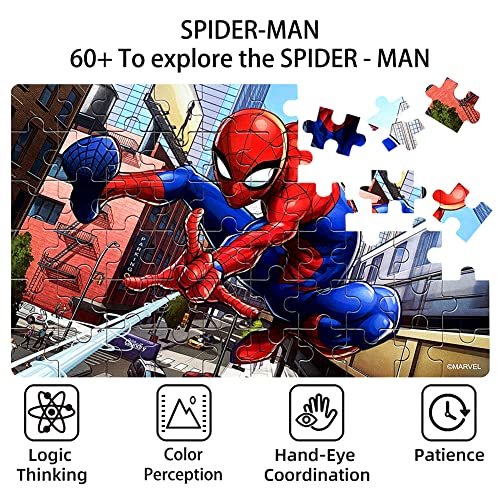 Neilden Disney Jigsaw Puzzles,Marvel Spiderman 60 Pieces Puzzles For Kids Ages 4-8,Learning Educational Puzzles For Children Girls And Boys,Packed In Tin Box,Puzzle Size:9.2"X5.9" #TOP3