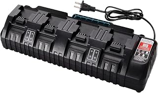 4 Port Rapid Charger for Milwaukee M18 18V Battery | Multi Charge Station Compatible with All Milwaukee 18v | Dual USB Ports | Charges Phone + M18 Batteries Super Fast