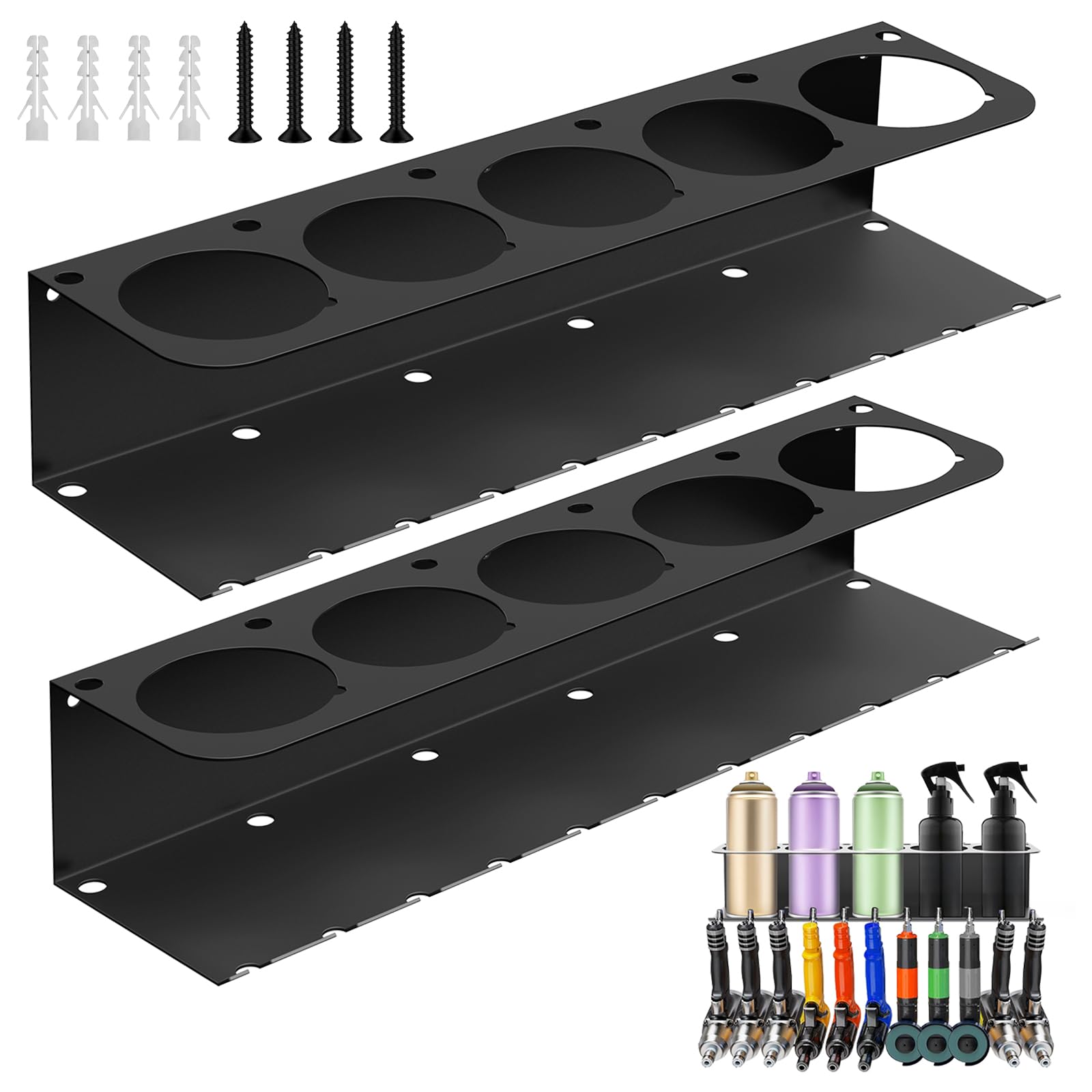 Spraydosenhalter, 2 Stück Dosenhalter für Sprühflaschen, Sprühdosenhalter mit 5 Löchern und 6 Schlitzen, Wandmontierter Sprühflaschen Dosenhalter, Dosen Organizer Aufbewahrungsregal