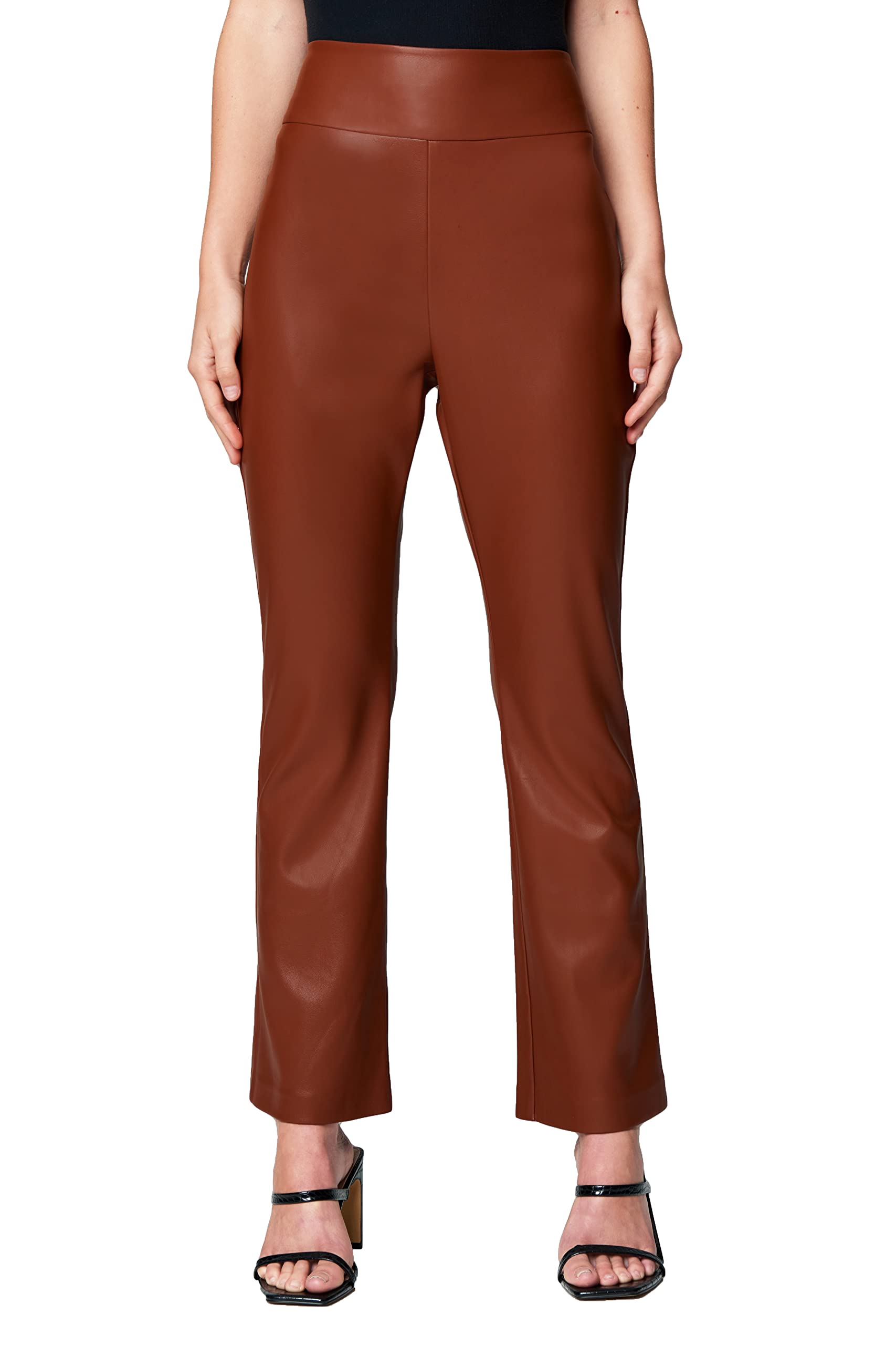 BLANKNYC Womens Luxury Clothing Vegan Leather Wide Yoke Kick Flare Pant Comfortable Stylish