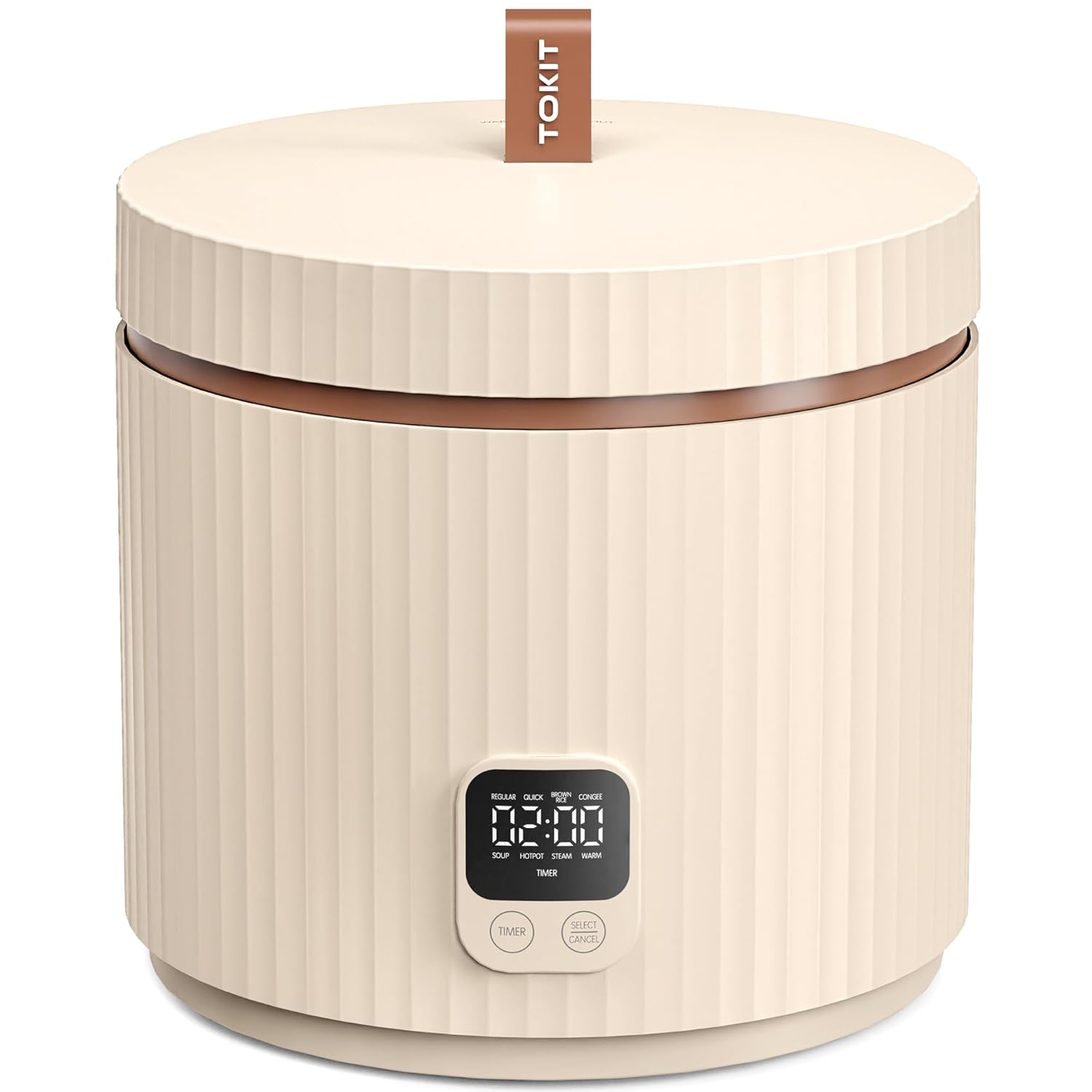 TOKIT Rice Cooker Small 3 Cup Uncooked 6 Cup Cooked Modern Multifunctional Mini Rice Cooker with Display Touch