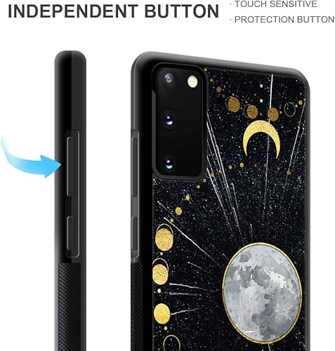 Miniatura 4 de DJSOK Funda compatible con Samsung Galaxy S20 Plus, diseño de luna dorada, diseño de luna dorada+funda protectora de TPU de silicona suave