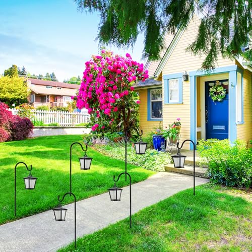 Image of 2 Pcs 24 Inch Shepherds Hook for Outdoor Adjustable Bird Feeder Pole Metal Steel Shepard Hooks for Hummingbird Stand Feeder Pole for Garden Plant, Lantern, Hanging Wedding Decor