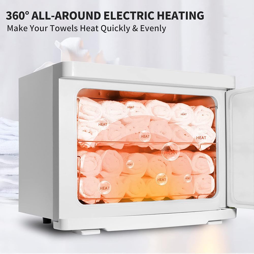 Hot Towel Heating Cabinet,25/50/75l Towel Warmer, 2 in 1 Professional Towel Warmer,Large Capacity and Fast Heating,Suitable for Facial Spa,Massage,Hair Salon,Barber Shop,Beauty,White,75L