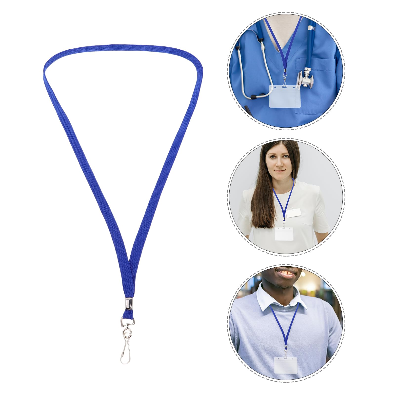 50 Pezzi Cordini Porta Badge Identificativo Blu Piatti Resistente Laccio da Collo Confortevole per Uffici, Fiere e Personale in Movimento