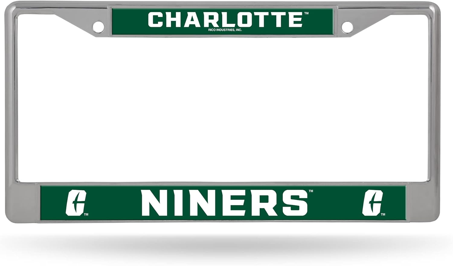 Rico Industries NCAA N.Carolina-Charlotte 49ers 12" x 6" Silver Chrome Frame W' Decal Insert Car/Truck/SUV Auto Accessory