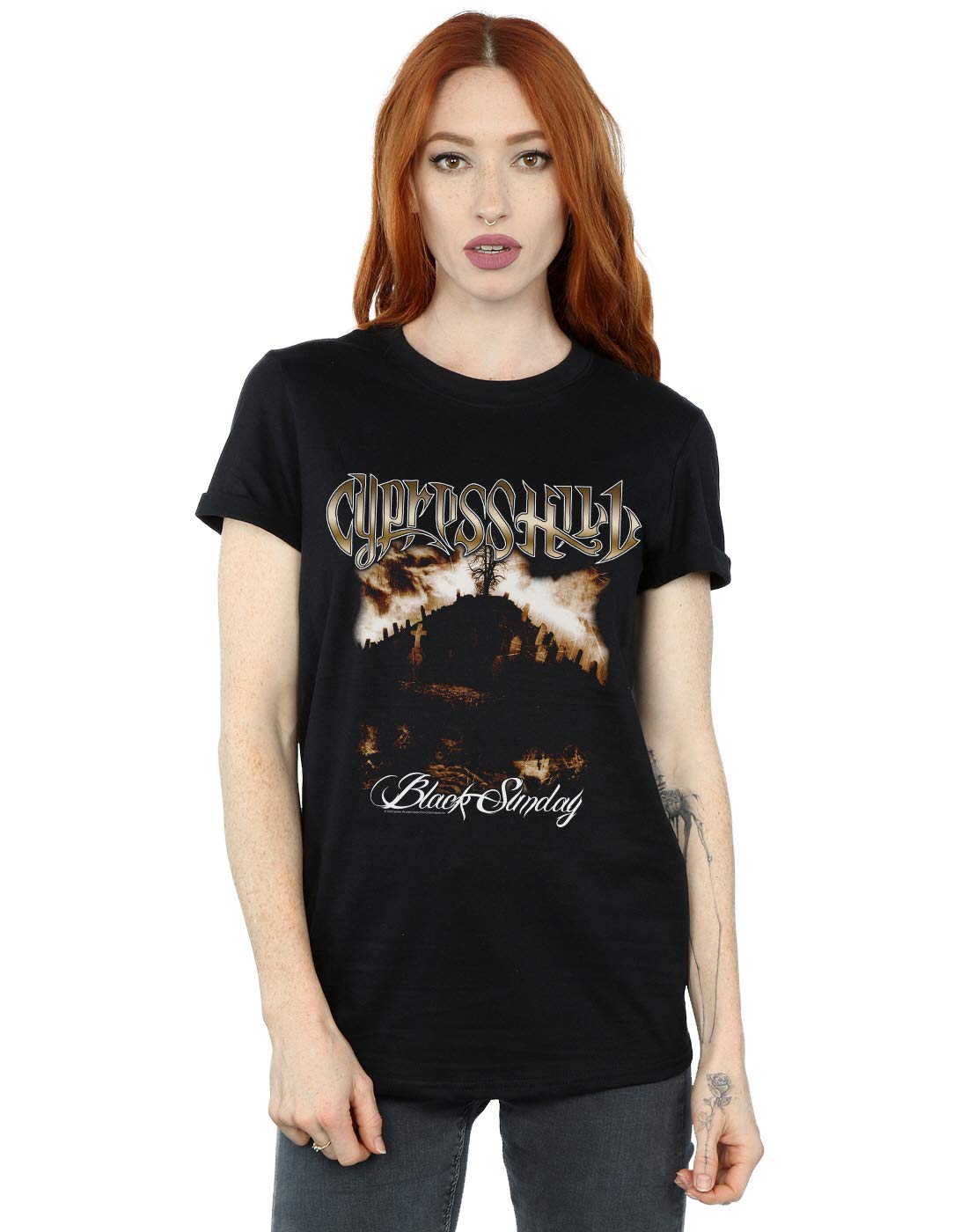 Absolute Cult Cypress Hill Women's Black Sunday Boyfriend Fit T-Shirt Black XXXX-Large