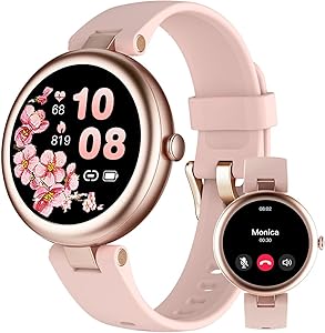 SHANG WING Women’s Smartwatch Small Round Smart Watch Fitness Watch Pedometer Wrist Pedometer with Heart Rate Monitor Satu…