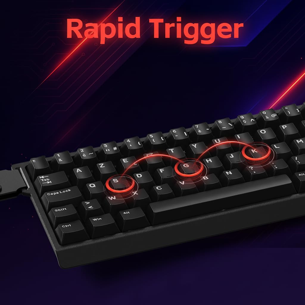 REKT Clavier Gaming Magnétique HIRO 60 HE (AZERTY) – Switchs Effet Hall Amber Pro, Rapid Trigger, Format 60% Compact, RGB, Keycaps PBT, Hot-swappable, 8000 Hz, Scan Rate 128K, Precision de 0,01mm