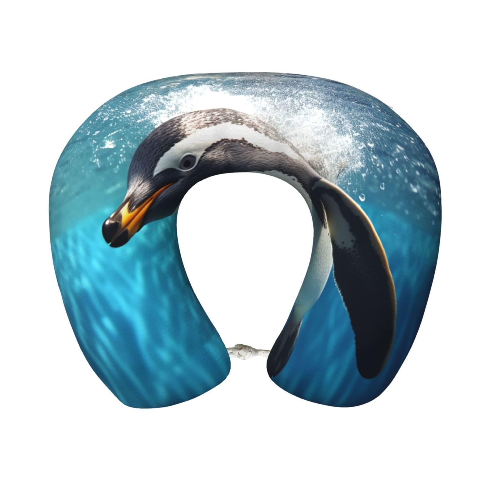 peiyeety Swimming Penguin Travel Pillow Memory Foam - Comfortable U Shape Neck Pillows for Sleeping, Neck and Head Support Portable Airplane Pillow Adjustable Flight Pillow, Washable Cover