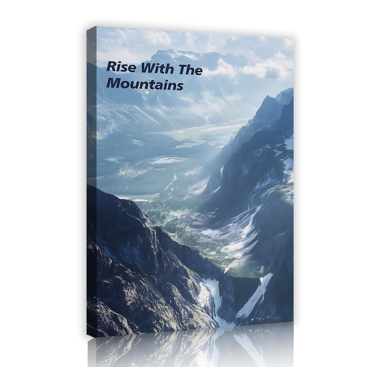 Via Vela Nature Mountain Motivational Framed Canvas Wall Art Living Room Inspirational Quote Peak Painting Blue Pictures Ready to Hang Artwork for Office Decor 80x120cm