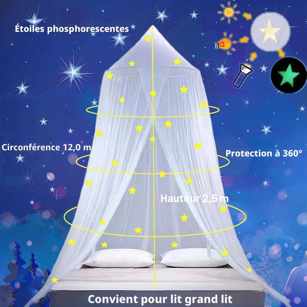 Ciel de lit étoilé Qui Brille dans Le Noir, paravent de lit pour Filles, Ciel de lit de Princesse pour Chambre de Fille, Pink