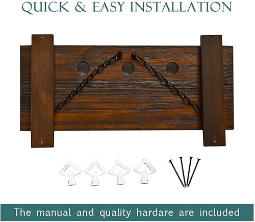 Miniatura 5 de WELLAND Estante de vino montado en la pared con soporte para vidrio, estante flotante para vino y estante de vidrio para decoración del hogar y la