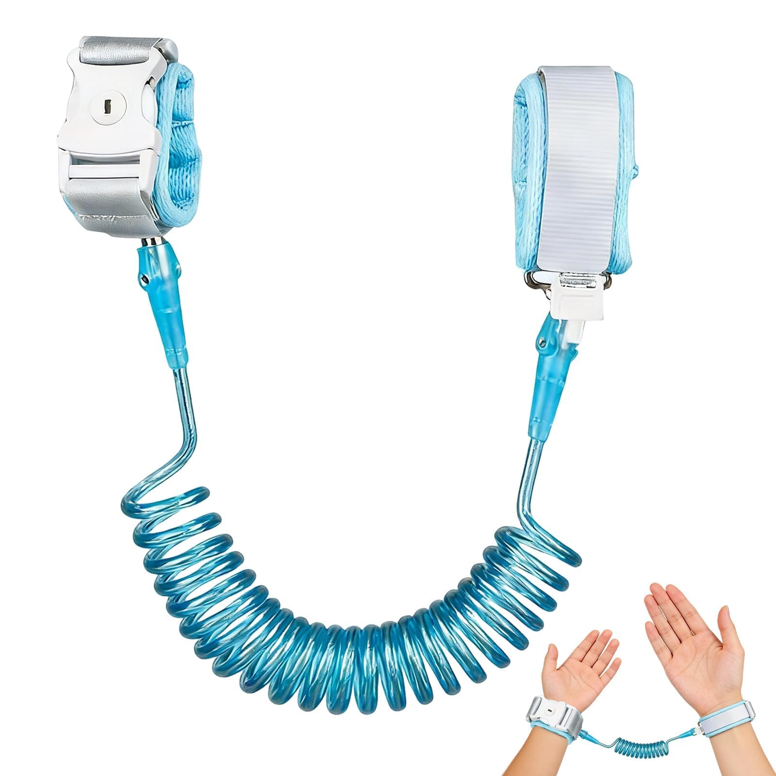 1 PCS Harnais de Sécurité Enfant,Harnais et Bracelet de Sécurité Anti-Perte pour Enfant,Laisse Enfant Poignet de 2.5M,360 ° Rotation Silicone Fluorescent Bracelet Serrure à clé