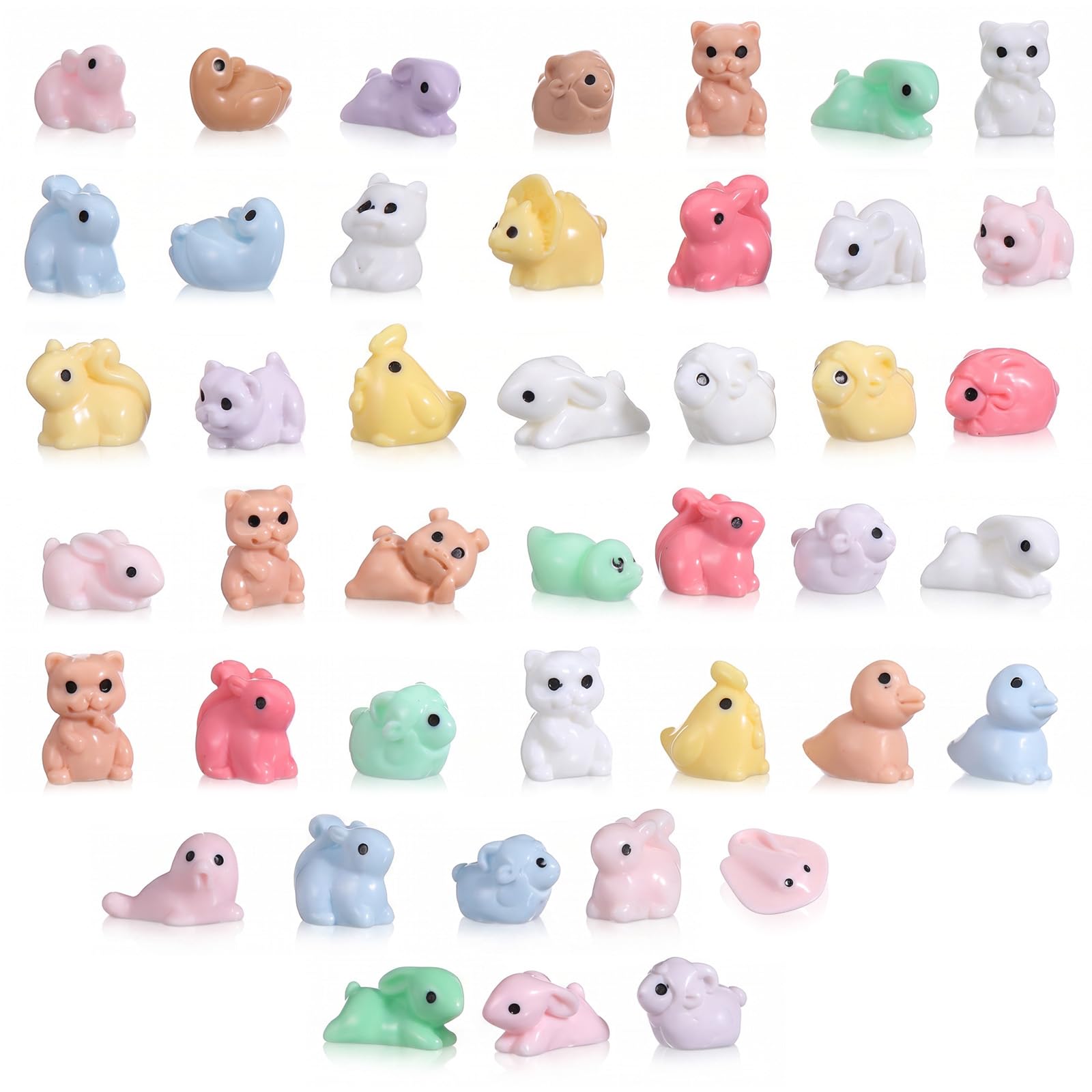 YUXIANLB 50pcs Mini Resin Animals, 50 Styles Miniatures Tiny Little Figures Small Animal to Hide Miniature Figurines Accessories for Bag Fillers Micro Fairy Party Favors Garden Landscape Crafts Decor