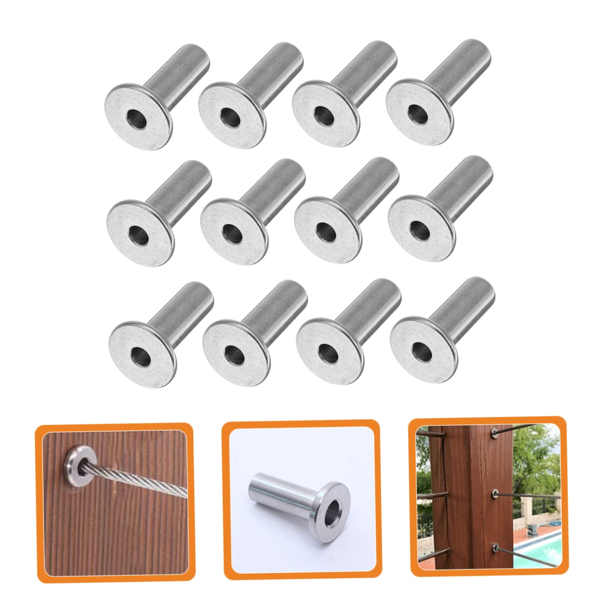Gadpiparty 60pcs Cable Railing Sleeves Durable Wire Rope Protectors for Deck and Stair Railing Projects Weatherproof Design for Indoor Outdoor Use