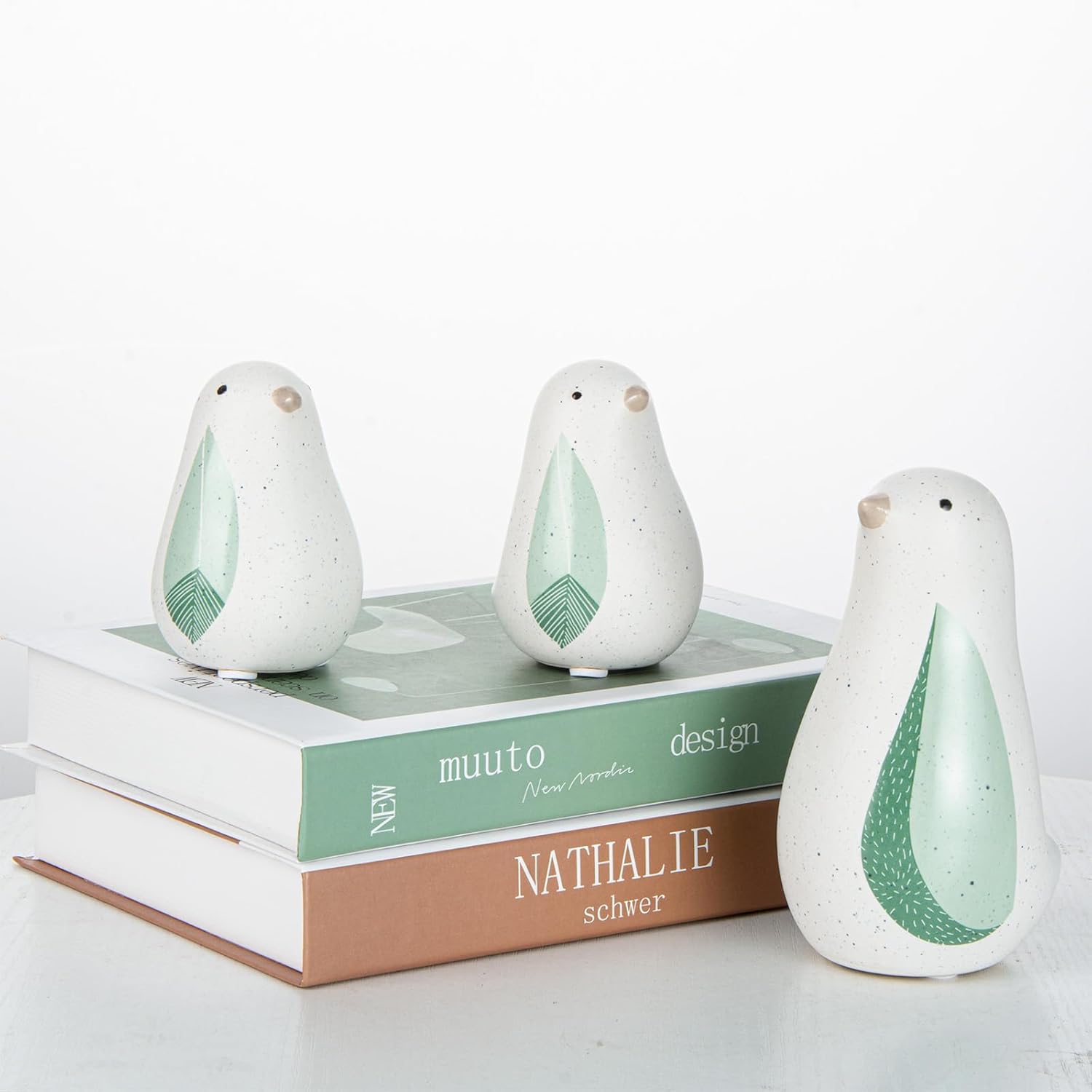 小動物像、3個 小さなセラミック鳥の置物 ホームデコレーション、モダンなホームデコレーション、オフィスのデスクトップ、本棚、ベッドル