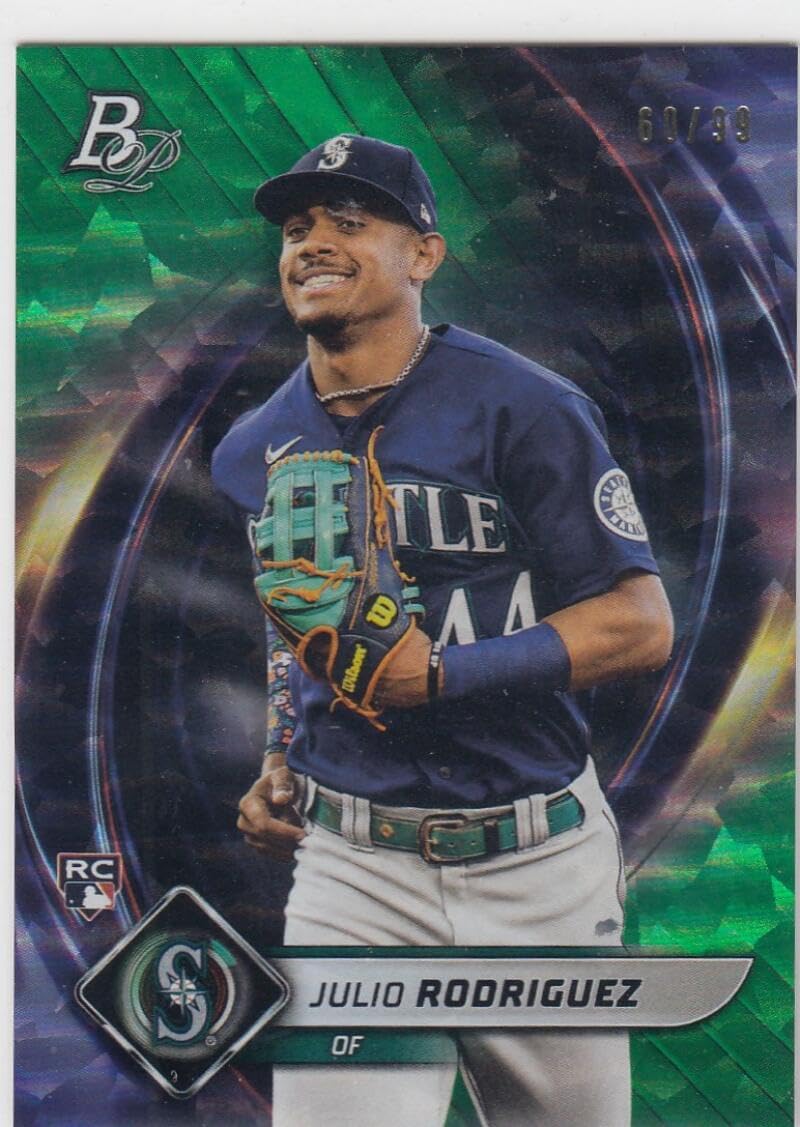 Baseball Trading Card MLB 2022 Bowman Platinum Green Icy Foil #41 Julio Rodriguez NM Near Mint RC Rookie 60/99 Mariners