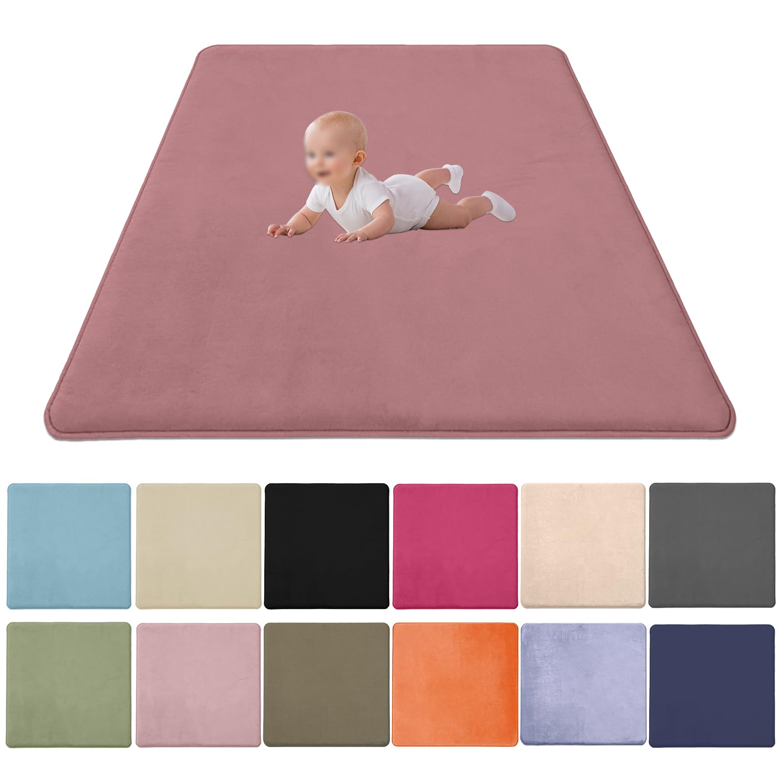 2CM Thick Coral Velvet Baby Play Mat, Baby Crawling Mat Nursery Rug for Crawling & Playing for Bedroom Kids Room, Nursery Babies Mats for Floor Play with Non-slip Backing 60x150cm/23.62x59.06inch — image 1