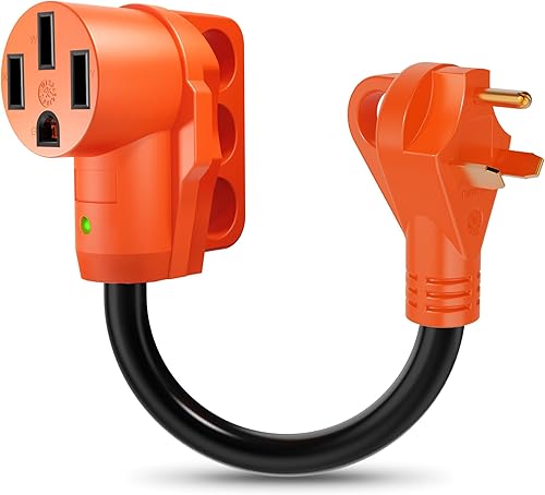 Adaptador de enchufe de cable de alimentación RV macho a 50A hembra Adaptador de enchufe Adaptador de corriente eléctrica resistente con indicador