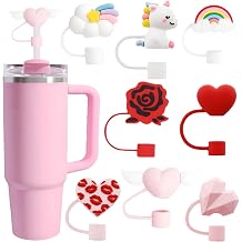 8 Packs Soft Silicone 3D Straw Toppers, Love Heart Series, Fit 0.4in/10mm Straws, Compatible with Stanley Cup 30&40 Oz, Reusable Dust-Proof Leakproof Covers Protectors Accessories
