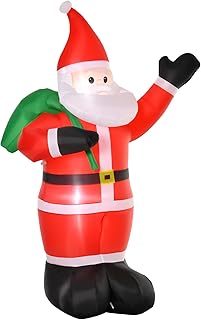 HOMCOM 8ft Christmas Inflatable Santa Holiday Yard Decoration with LED Lights, Indoor Outdoor Lawn Blow Up Decor