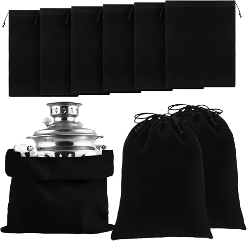 Ferraycle 6 bolsas de almacenamiento plateadas antideslustre, tela para joyería, cubiertos, protección de cubiertos (18 x 18 pulgadas, color negro)