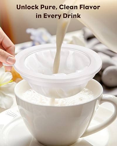 Miniatura 6 de Pawfly Paquete de 4 filtros de alimentos de malla de 200 unidades, colador de malla ultrafina de 5 pulgadas, tamiz de malla de nailon fino, colador