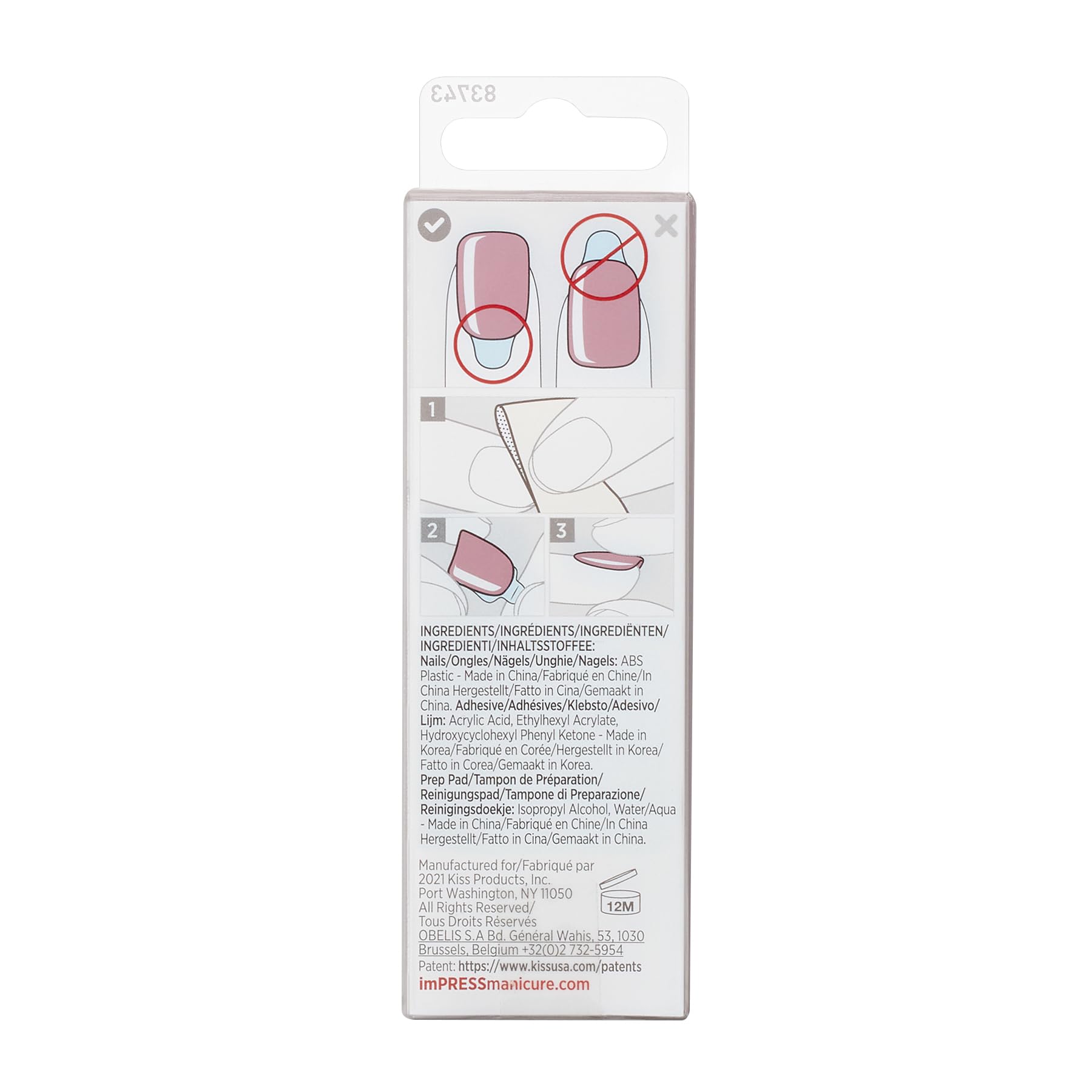 KISS imPRESS Color, sztuczne paznokcie samoprzylepne, Press-on Manicure - Paralyzed Pink, 30szt.