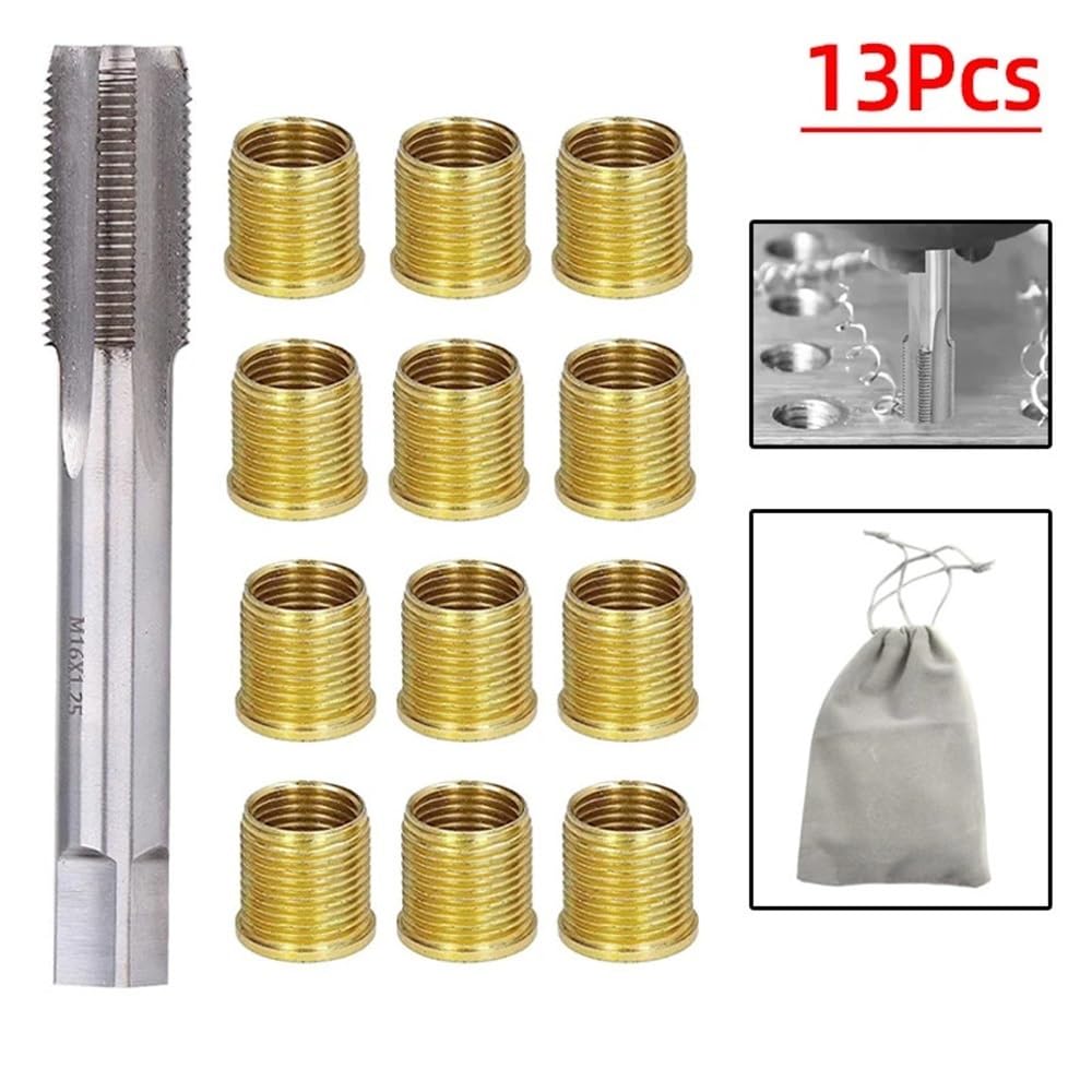 Kit di riparazione filettature M16X1,25 Maschio filettato M14X1,25 Inserti filettati adatti for il ripristino di filettature danneggiate Strumento for bobina Car Pro Strumento di riparazione auto