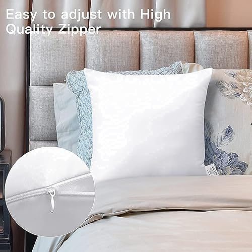 Miniatura 8 de OTOSTAR Insertos de almohada de alta calidad para exteriores, 18 x 18 pulgadas, impermeable, paquete de 4 cojines cuadrados decorativos para sofá,