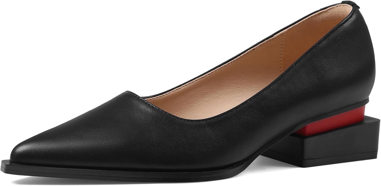 Loafers for Women Patent Leather Closed Pointed Toe Chunky Low Heels Pumps Block Heels Dress Casual Comfortable Shoes for Work Wedding