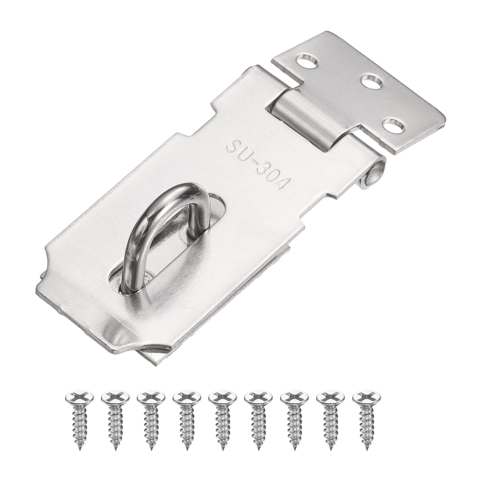 PATIKIL Door Hasp Latch (3 Inch, Silver) (1 Pcs), Stainless Steel 180 Degree Padlock Hasp Safety Angle Locking Latch with Screws, Suit for- Cabinet/Garden/Yard/Shed/Closet โ image 1
