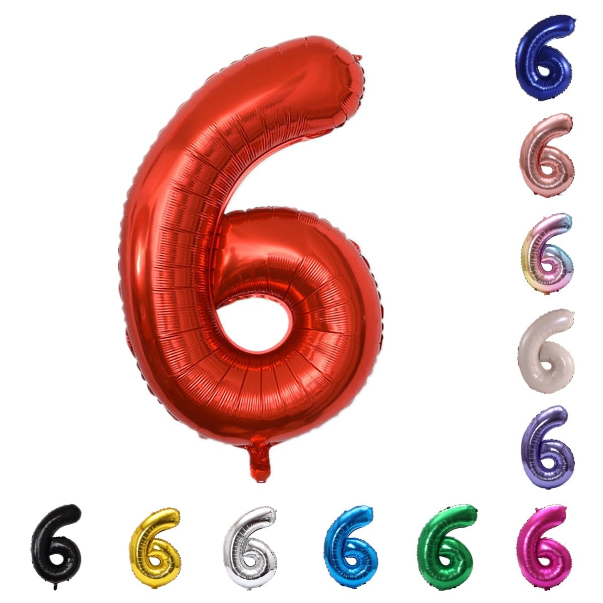 YPSelected 32 Inch Large Foil Helium Number Balloon Birthday Wedding Party 0-9 (Red, 6)