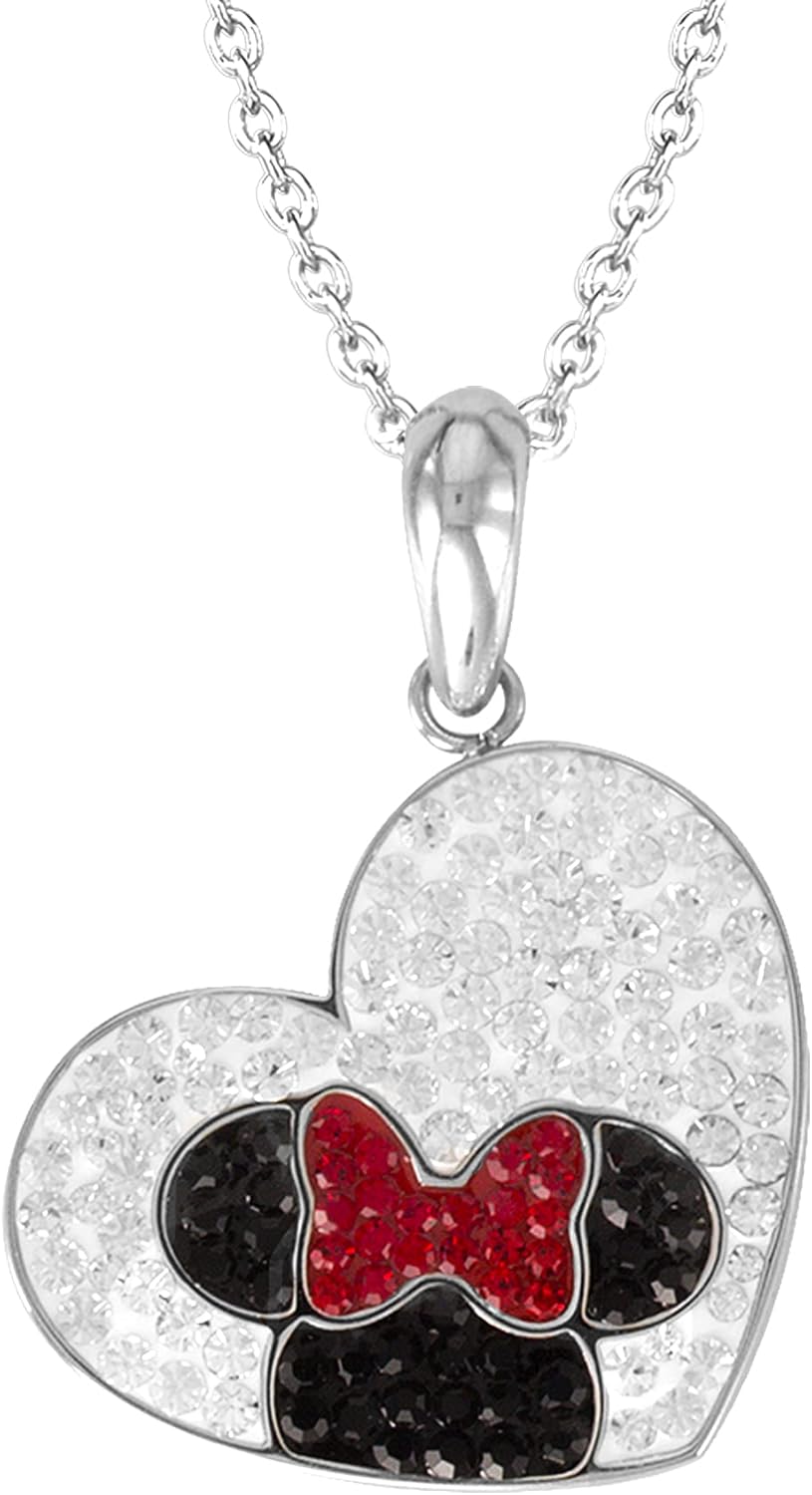 Disney Minnie Mouse Stainless Steel Crystal Heart Necklace, Official License