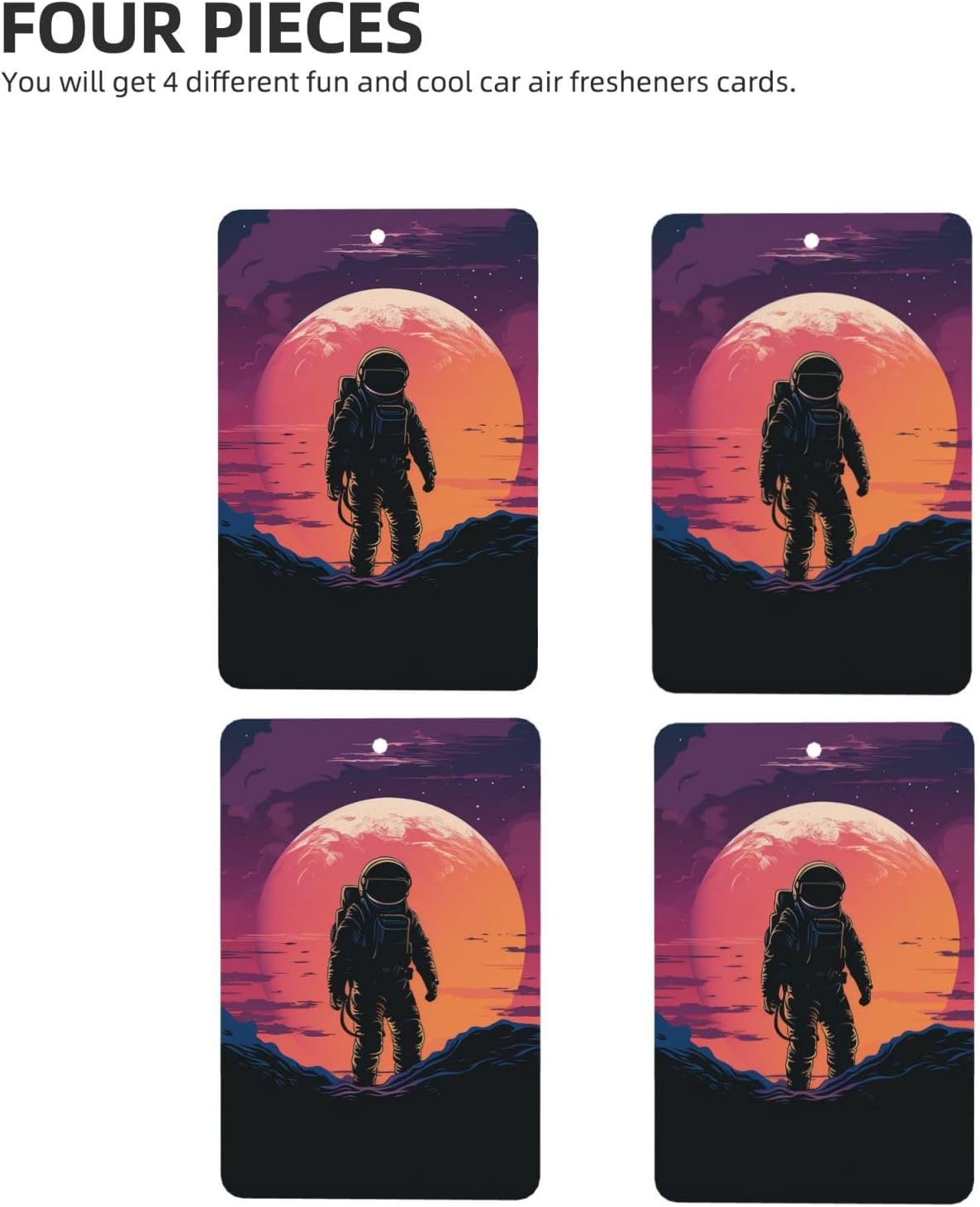 Cool Astronaut Car Air Fresheners Cards Set of 4 Pieces, Long-Lasting Auto Aromatherapy Tablets Gifts Car Rearview Mirror Pendant Hanging Scented Cards for Wardrobe Bathroom image 2