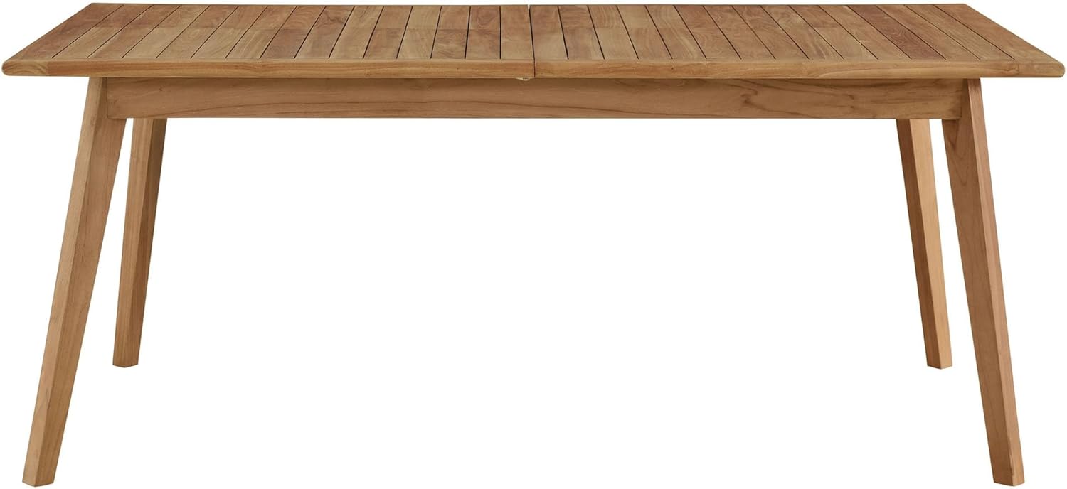Modway Vienna Outdoor Patio Teak Wood Extendable Dining Table in Natural