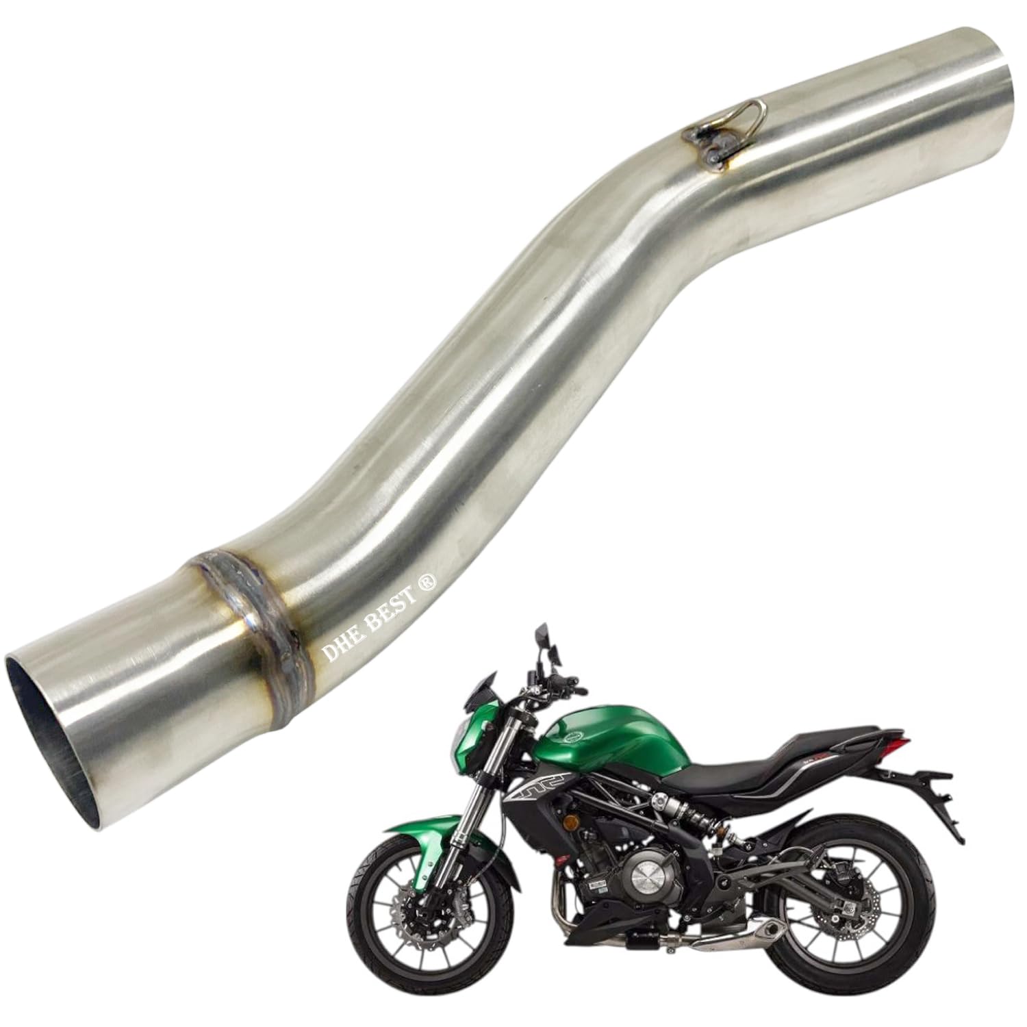 Dhe Best Bike Exhaust Middle Muffler Bend Pipe Stainless Steel Suitable For Benelli TNT 300-picture-31