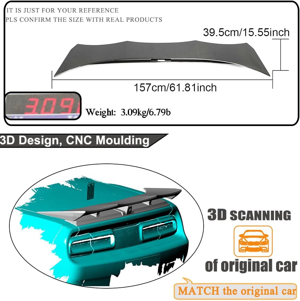 Carbon Fiber Trunk Spoiler fits for Dodge Challenger Coupe 2015-2019 Rear Boot Lid Highkick Wing Lip Factory Outlet