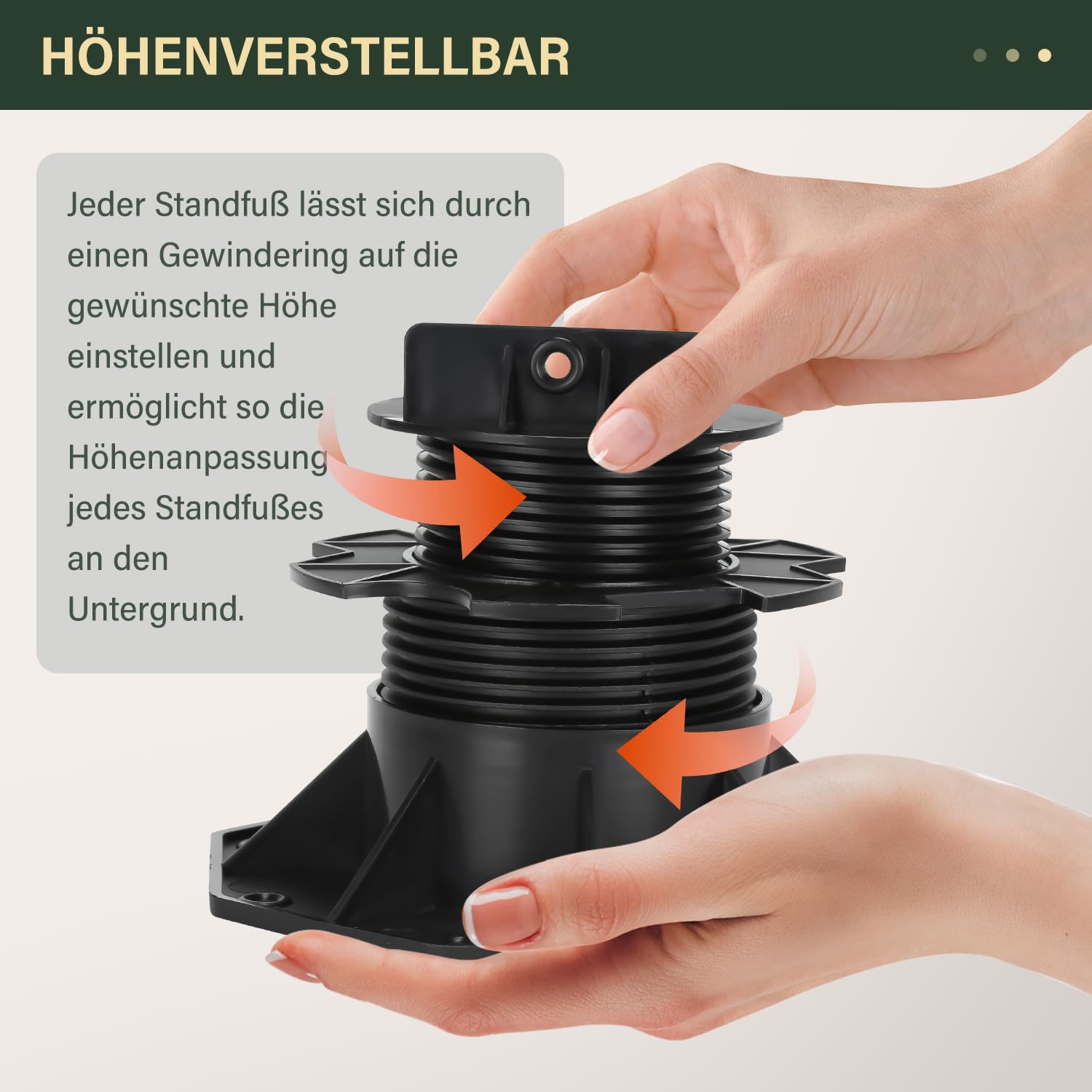 Herrselsam - 50 cuscinetti per pannelli, cuscinetti per piastre, supporti regolabili in altezza, 60 - 140 mm, per assi da terrazzo, per sottostruttura in legno, WPC e pietra