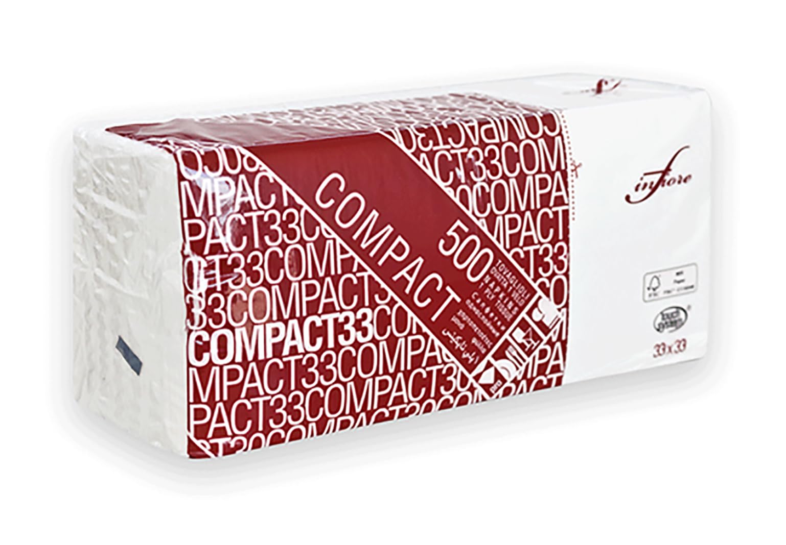 INFIBRA- Tovagliolo 1 velo lavorazione goffrato- formato 33x33-10 confezioni da 500 pezzi- colore bianco