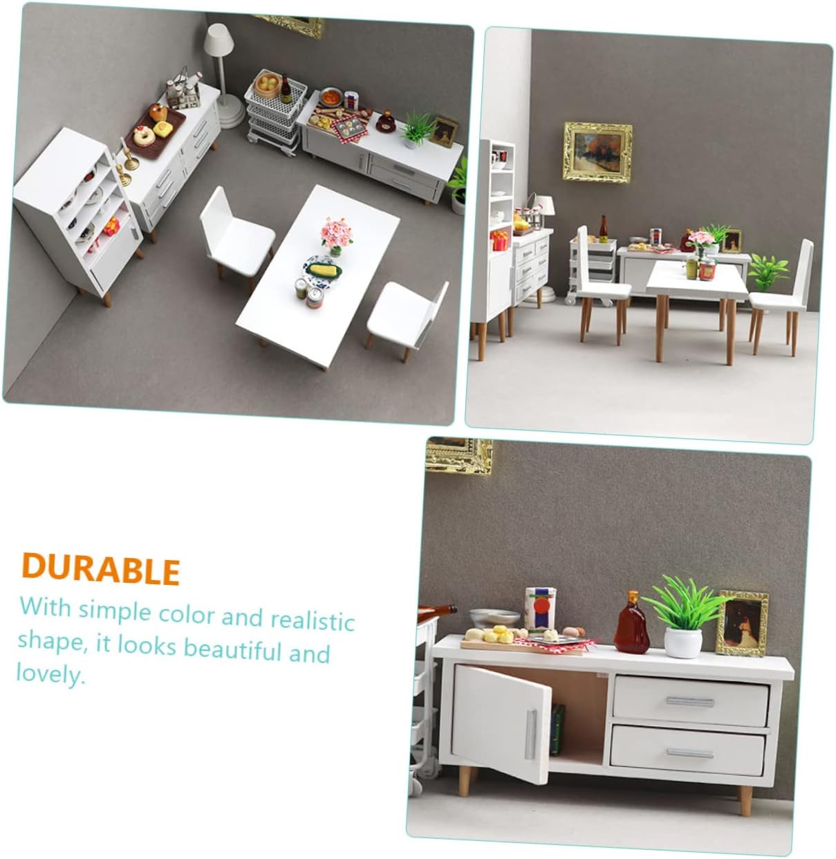 Milisten Scale Miniature Wooden Furniture for Dollhouse White Desktop Mini Decor Smooth Surface Craft Accessories for Creative Play and Decoration