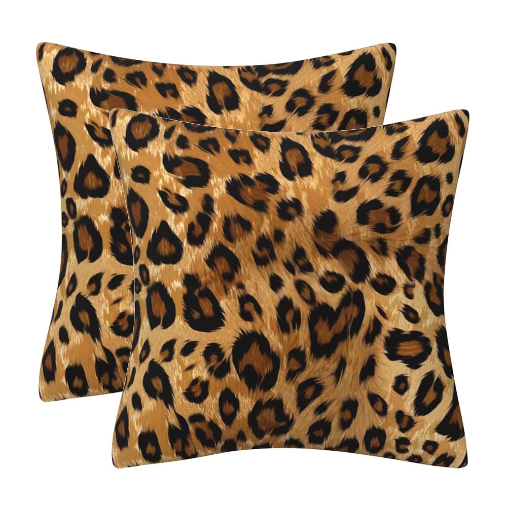 DILOXNSU Set of 2 Decorative Cushion Covers 50 x 50 cm Leopard Soft Velvet Pillow Case 20x20 inches for Outdoor Patio Garden Sofa Living Room Home Decor Abstract Art Series — image 1