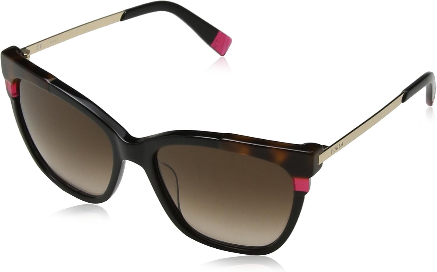 Furla Women's SFU148 SFU/148 0700 Black Fashion Cat Eye Sunglasses 55mm