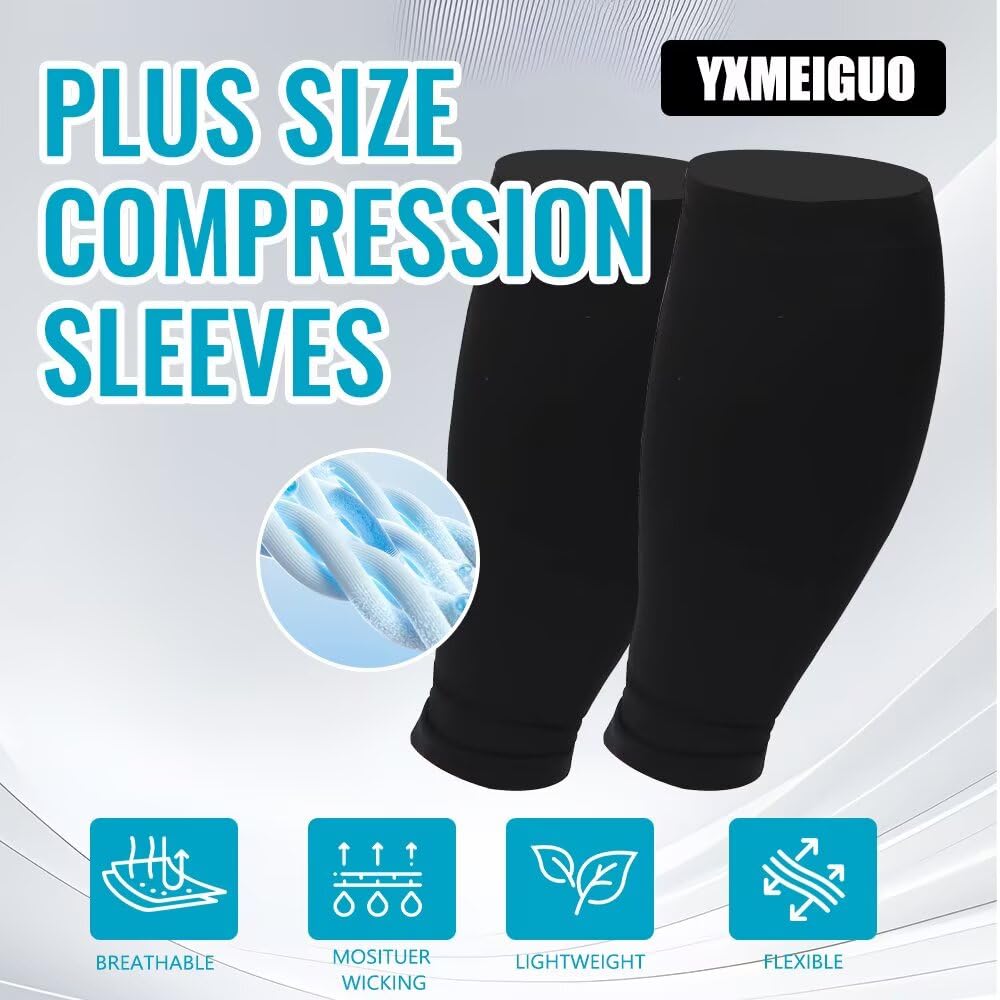 Mangas de compresión de talla grande para pantorrillas, mujeres, pantorrillas anchas, mangas de compresión para hombres 3XL, alivia las venas varicosas, edema, hinchazón, dolor, espinillas, para el