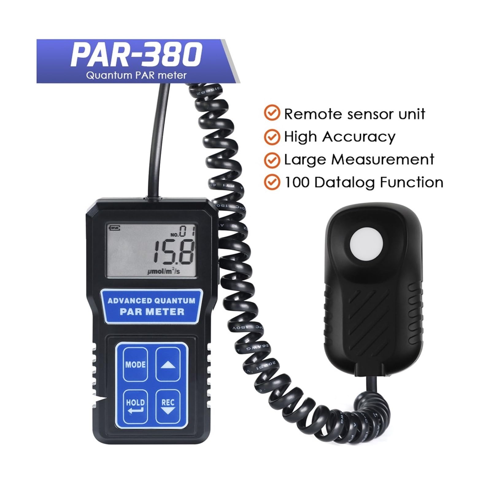 PAR Meter Light Lux Tester Illuminometer Fotosyntetyczne promieniowanie czynne PPFD Advanced Quatumn dla roślin Szklarnia Hydroponiczna(PAR 355)