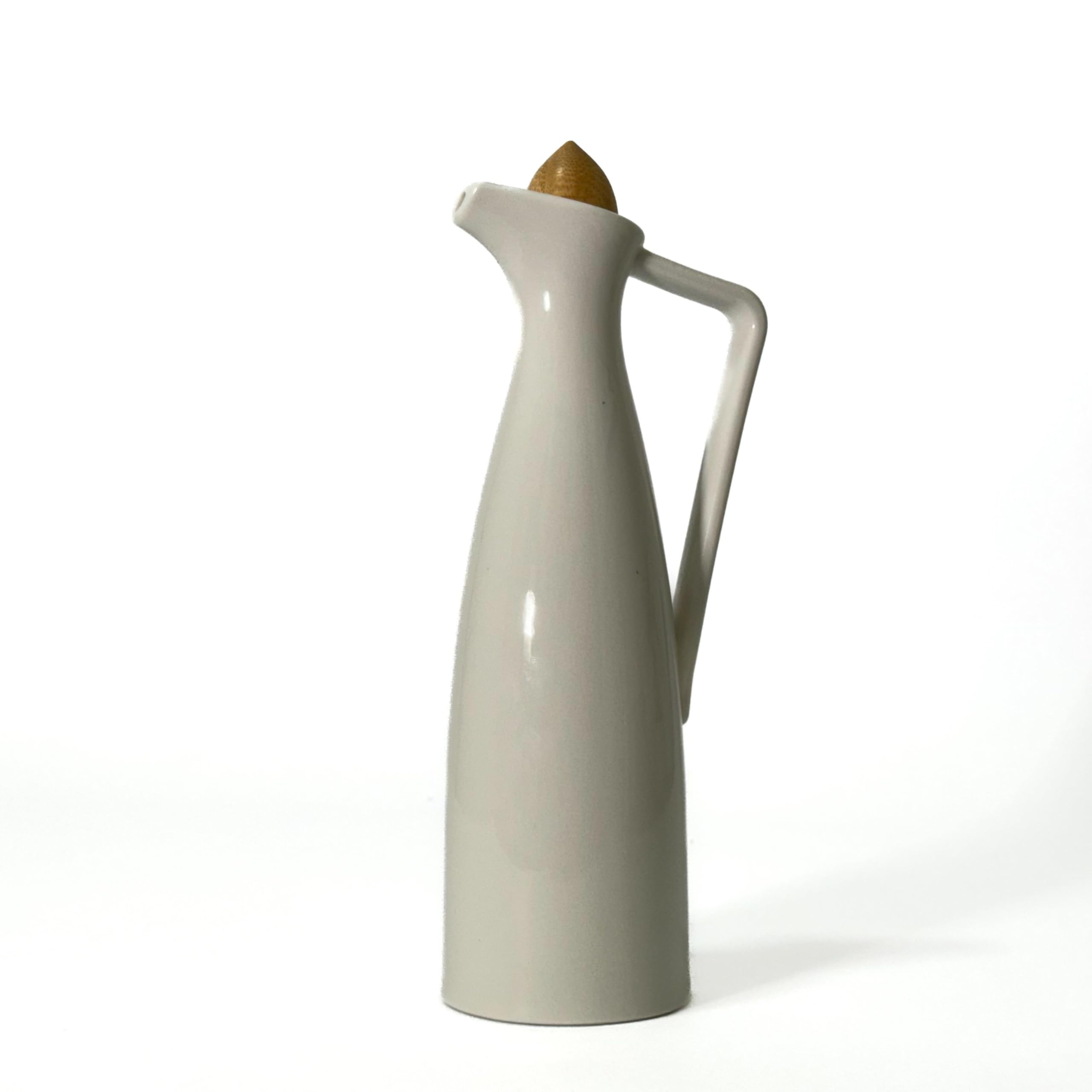 Homysh White Pottery Olive Oil Dispenser Cruet - Elegant Design, Drip-Free Pourer with Stopper, Perfect for Cooking and Salad Dressings, Fits Every Kitchen